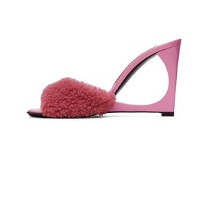 Les Petits Joueurs-Pink Lola Teddy Heeled Sandals-brand new with box